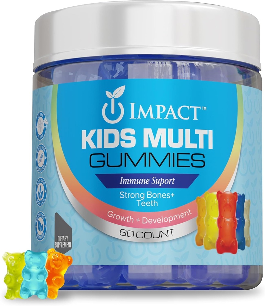 Impatto Bambini Multi Gummies - 60 Conte Sugar Free Powerful Blend of Vitamins & Nutrients, Non-GMO, Vegan & Health Well-Being Kids Multivitamin