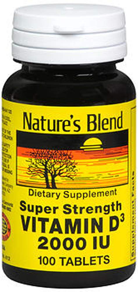 Nature's Blend Vitamin D3 2000 IU Super Strength - 100 Tabletten, Packung mit 3