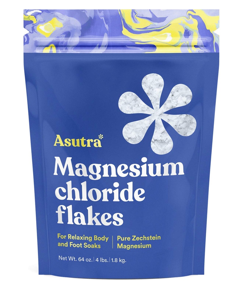 ASUTRA Magnesium Chloride Bad Flakes, 4 lbs - für entspannende Fuß- & Körper-Soaks, Epsom Salz Alternative, schnelle Absorption