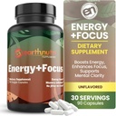 EarthNutri Energy + Focus Supplement - Energy Boost & Memory Enhancer with PeakO2, AlphaSize, Cognizin, PurCaf, Theacrine, Acetyl L-Carnitine e L-Tyrosine - 3 Capsule Per Serving