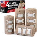 Avvolto elastico Premium - 4pk (2x3in, 2x4in) + 12 clip extra - Roba forte della fascia di compressione per polso, caviglie, piedi e ginocchio
