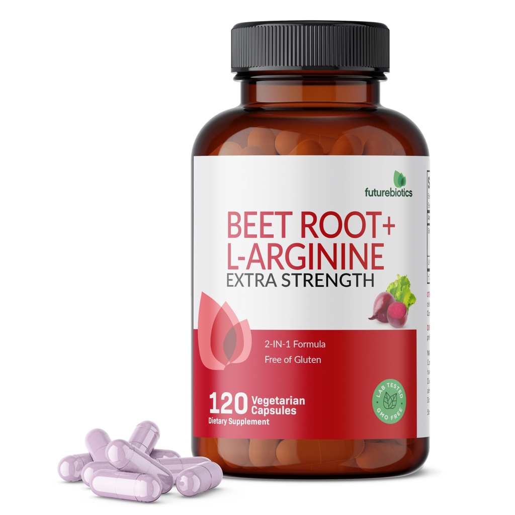 Futurebiotique Racine de betterave + L-Arginine, non-OGM, 120 Capsules végétariennes