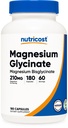 Nutricost Magnesium Glycinate Kapseln (180 Kapseln, 210 mg pro Portion) - Magnesium Glycinate Supplement für sanfte Absorption