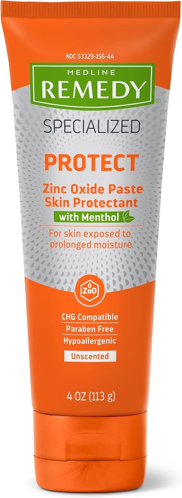 Medline Remedy Spezialisierte Zinkoxid Paste mit Menthol (4 oz Tube), Unscented, Calamine, Incontinence Care, Diaper Rash, Nassness Protection, Allergiker, Paraben Free, Erwachsene, beruhigend
