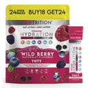 Poudre d'hydratation, pack de 24 paquets de poudre d'électrolyte, packs d'hydratants naturellement aromatisés pour l'eau, électrolytes d'hydrat rapide avec vitamines B & C, énergie et récupération