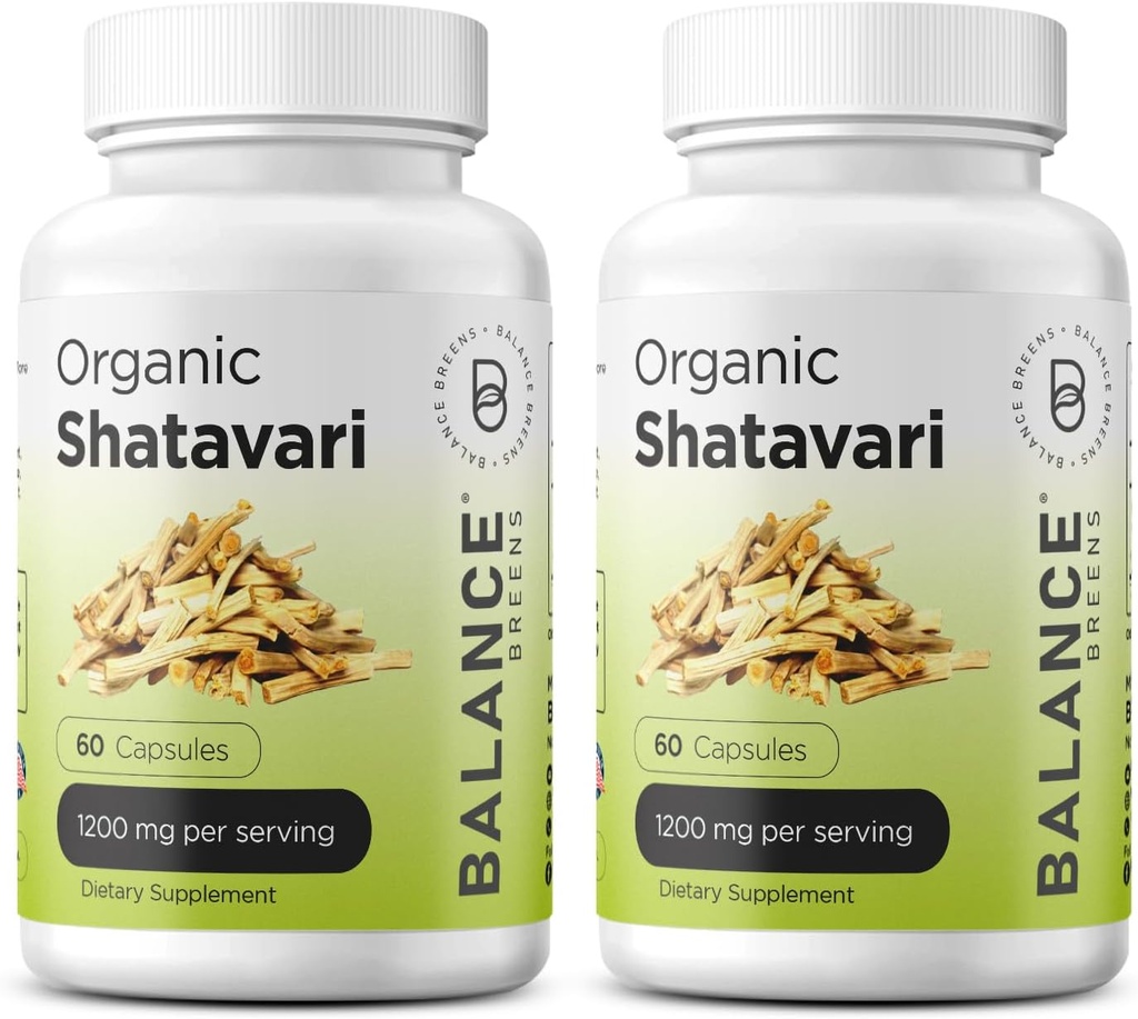 Bio Shatavari 1200mg, 60 Kapseln - Lactation Unterstützung Vitamine, Hormonal Balance für Frauen, Spargel Racemosus Root