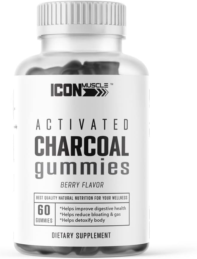 Charcoal Gummies | Aktivierte Charcoal | Natürliche Entgiftung | Alleviates Gas & Bloat | Vegan | 60 Count