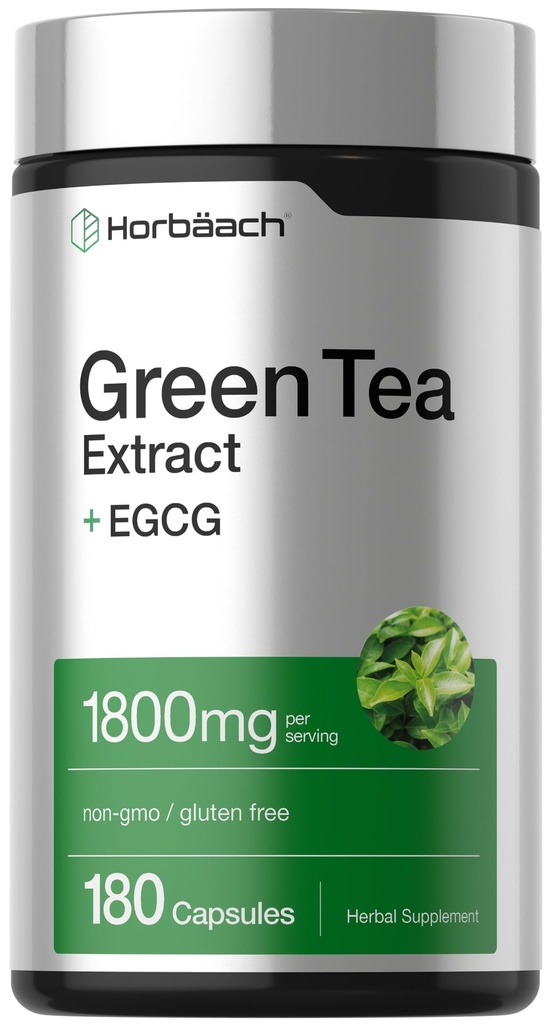 Horbäach EGCG Green Tea Extract Pillen | 180 Kapseln | Max Potency | Non-GMO & Gluten Kostenlose Ergänzung