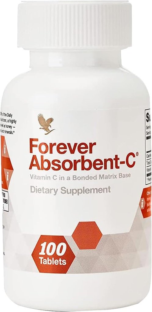 Forever Living - Absorbent-C - Arancio e miele aroma con avena Bran - Supplemento vitamina C per il supporto immunitario e la salute della pelle - 100 compresse masticabili