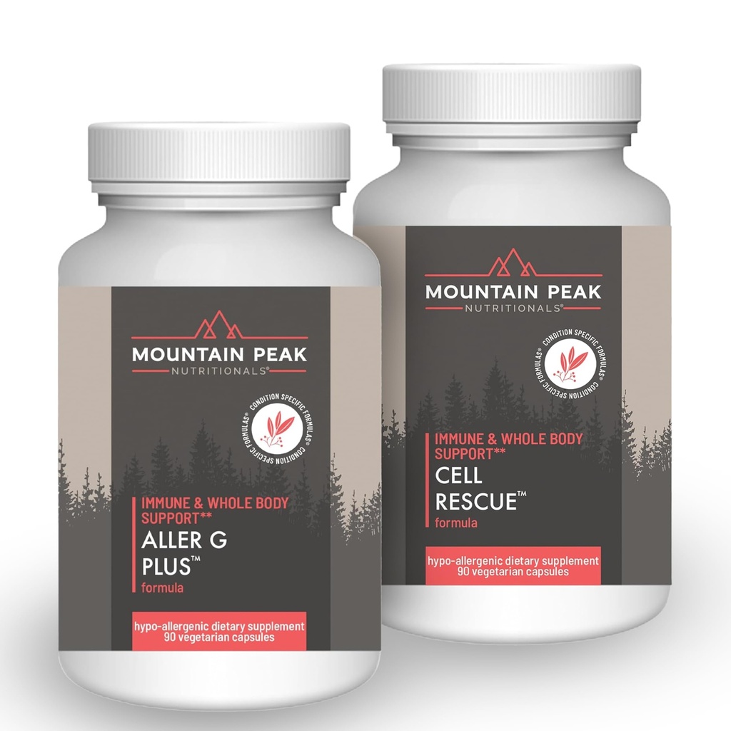 Mountain Peak Nutritionals Immununterstützung Combo Pack – Aller G Plus für saisonale Respiratory Health & Cell Rescue mit Turmeric & Bromelain – Allergische Ergänzungen für Ganzkörper-Wellness