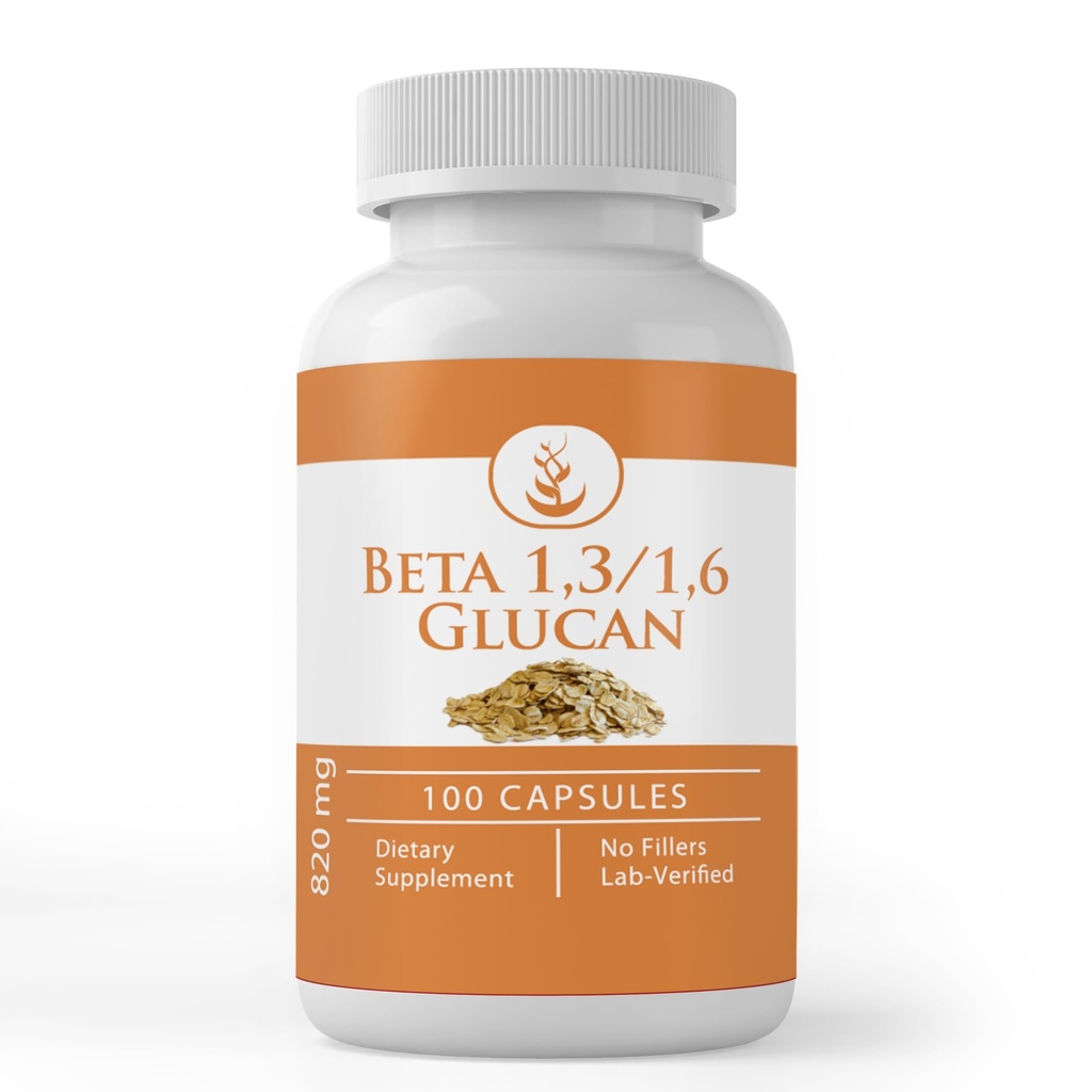 Ingredienti originali puri Beta Glucan 1,3/1,6, (100 capsule) Sempre puri, nessun Additivo o Filler, Verificato laboratorio