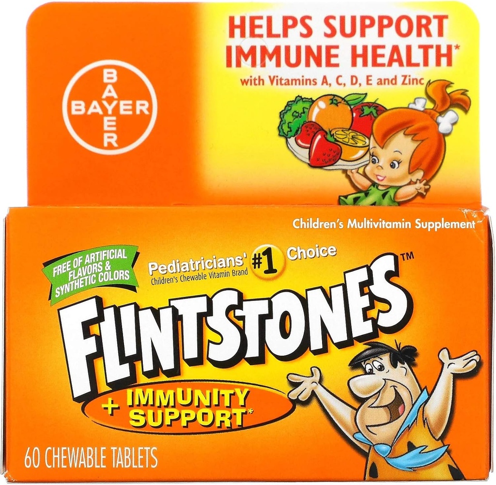Flintstones Chewable Kids Vitamine con supporto per l'immunità*, Multivitamina per bambini e bambini con vitamina C & di più, 60ct