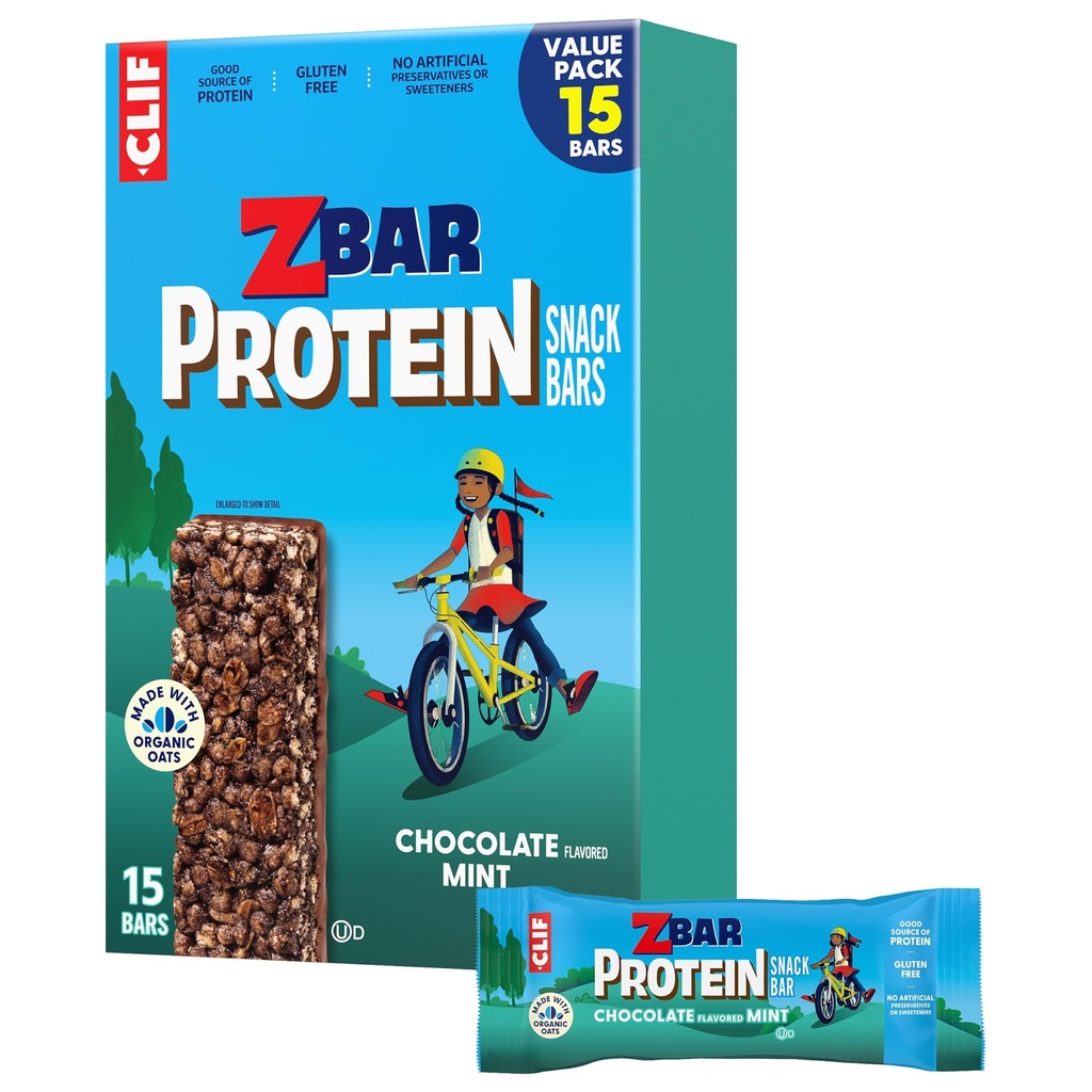 Zbar Protein - Menta aromatizzata al cioccolato - Spuntini Crispy - Realizzati con avena biologica - Non OGM - 5g Protein - Barre proteiche senza glutine (15 Pack)