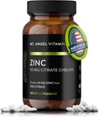 Mt. Angel Vitamine - Zink Citrat 50mg - Zink 50 mg Citrate Chelate - Natürliche Zink-Ergänzungen Made in USA - 60 vegetarische Tabletten