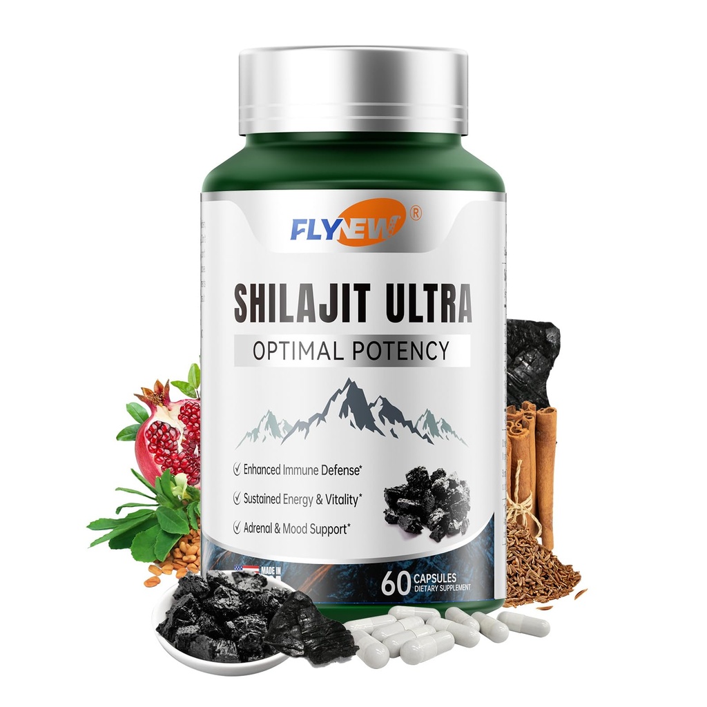Shilajit per uomini donne, Shilajit con acido naturale Fulvic & L-Arginina, Shilajit himalayano per potere extra, supporto Stamina & Immune, Non-GMO, Made in USA, 60 capsule, 1.300mg Per Serving