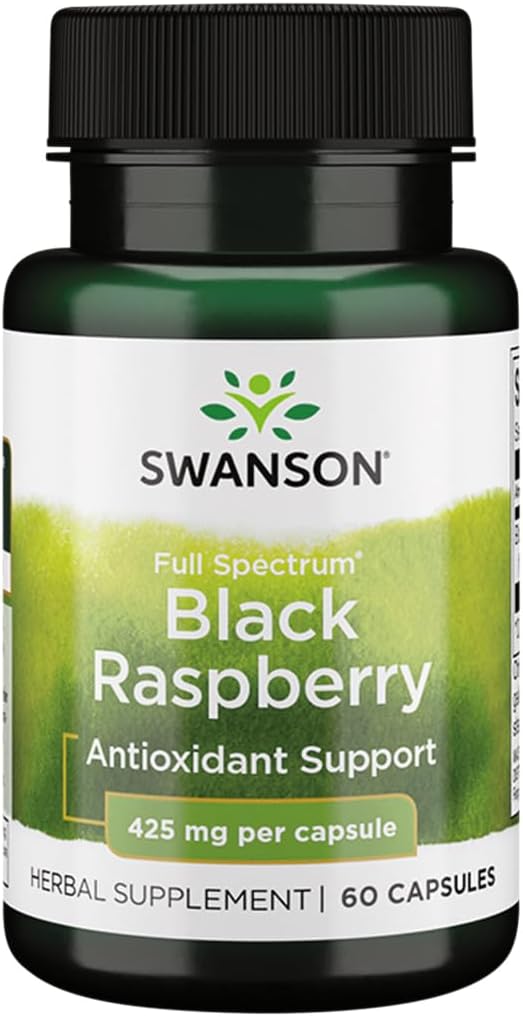 Swanson Framboise noire - supplément à base de plantes favorisant le bien-être général - Source naturelle de flavonoïdes et de vitamine C - (60 capsules, 425mg chacune)