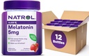 Natrol 5mg Melatonin Gummi, Schlafunterstützung für Erwachsene, Melatonin Ergänzungen zum Schlafen, 60 Strawberry-Flavored Gummis, 30 Tage Versorgung (Pack von 12)