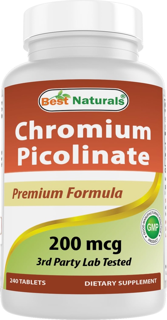 Meilleurs comprimés de picolinate de chrome naturels, 200 mcg, 240 Compte