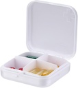 Portable Pill Organizer - Slim Pill Box for Purse or Travel, Compact Pill Case(4 Compartment,White)