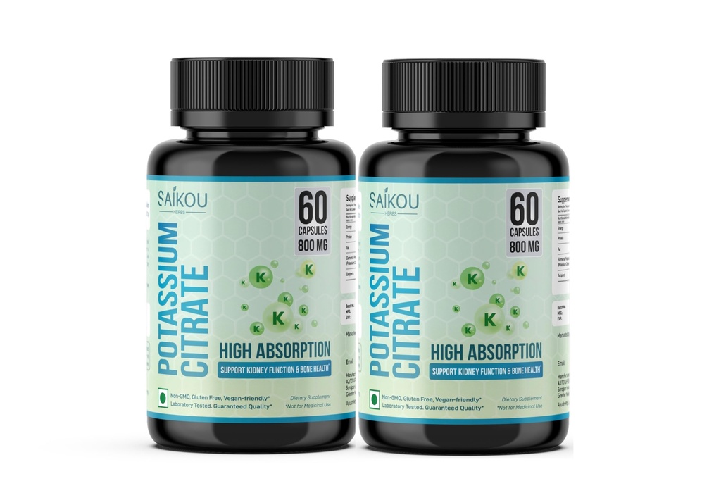 Kalium-Zitrat 800 mg Hochabsorptions-Kalium-Ergänzung - 120 Portionen unterstützt Elektrolyt Balance, Nieren und Knochen Gesundheit (2)