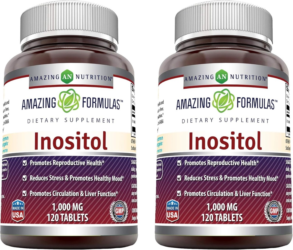 Erstaunliche Formeln Inositol 1000mg Ergänzung | Tabletten | Non-GMO | Gluten-Free | Made in USA (2 Pack, 120 Count)