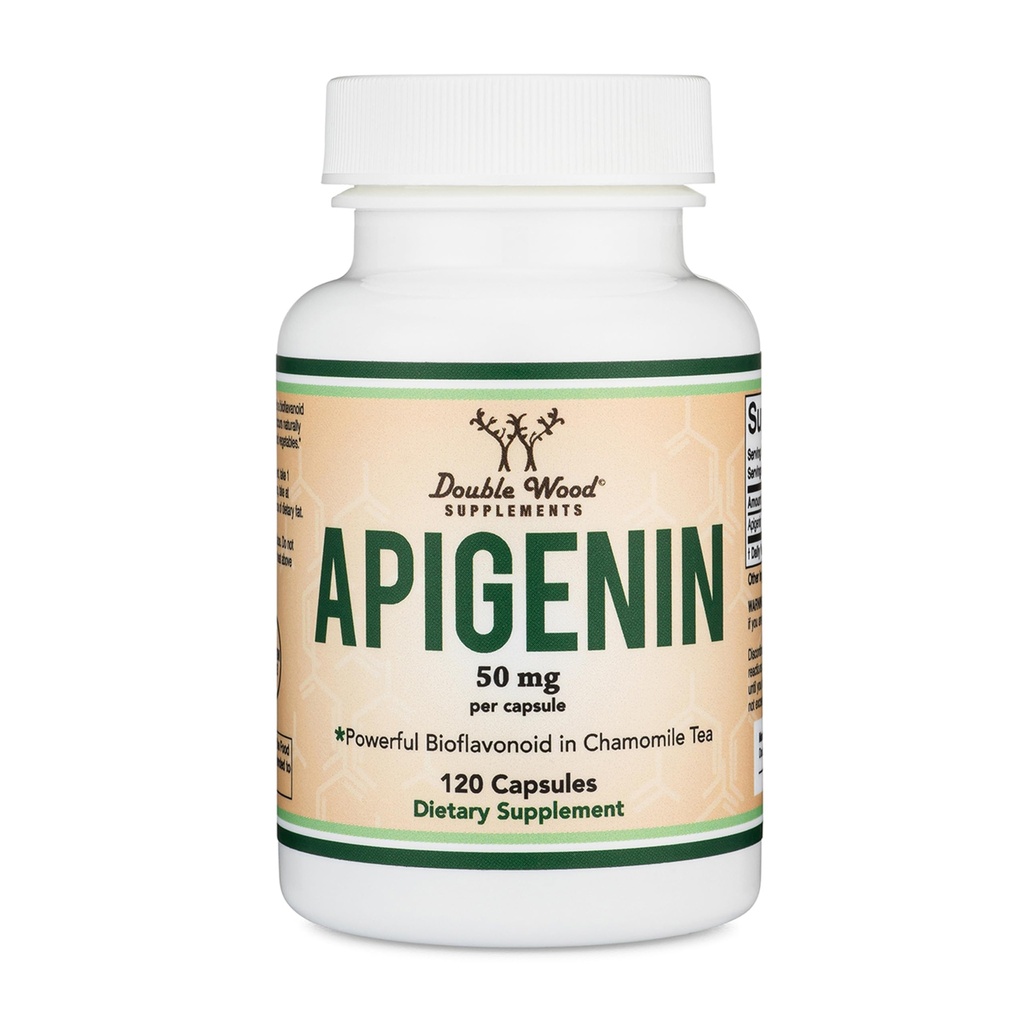 Apigenin Ergänzung - 50mg pro Kapsel, 120 Count (Powerful Bioflavonoid Gefunden in Kamille Tee für Entspannung, Schlaf und Stimmung) Senolytic Flavonols for Aging (Gluten Free) von Double Wood