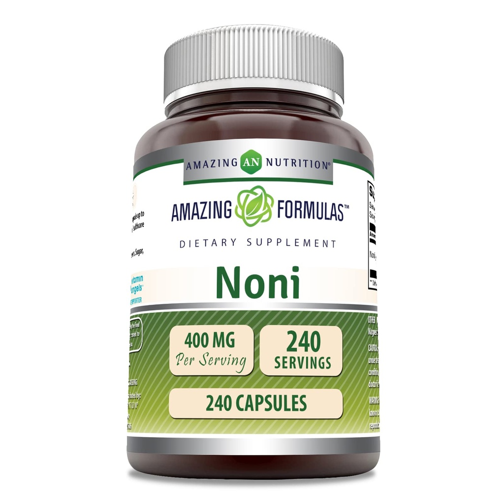 Incredibile Formulas Noni 400 Mg per Serving | 240 Capsule Supplemento | Non OGM | Gluten Free | Made in USA