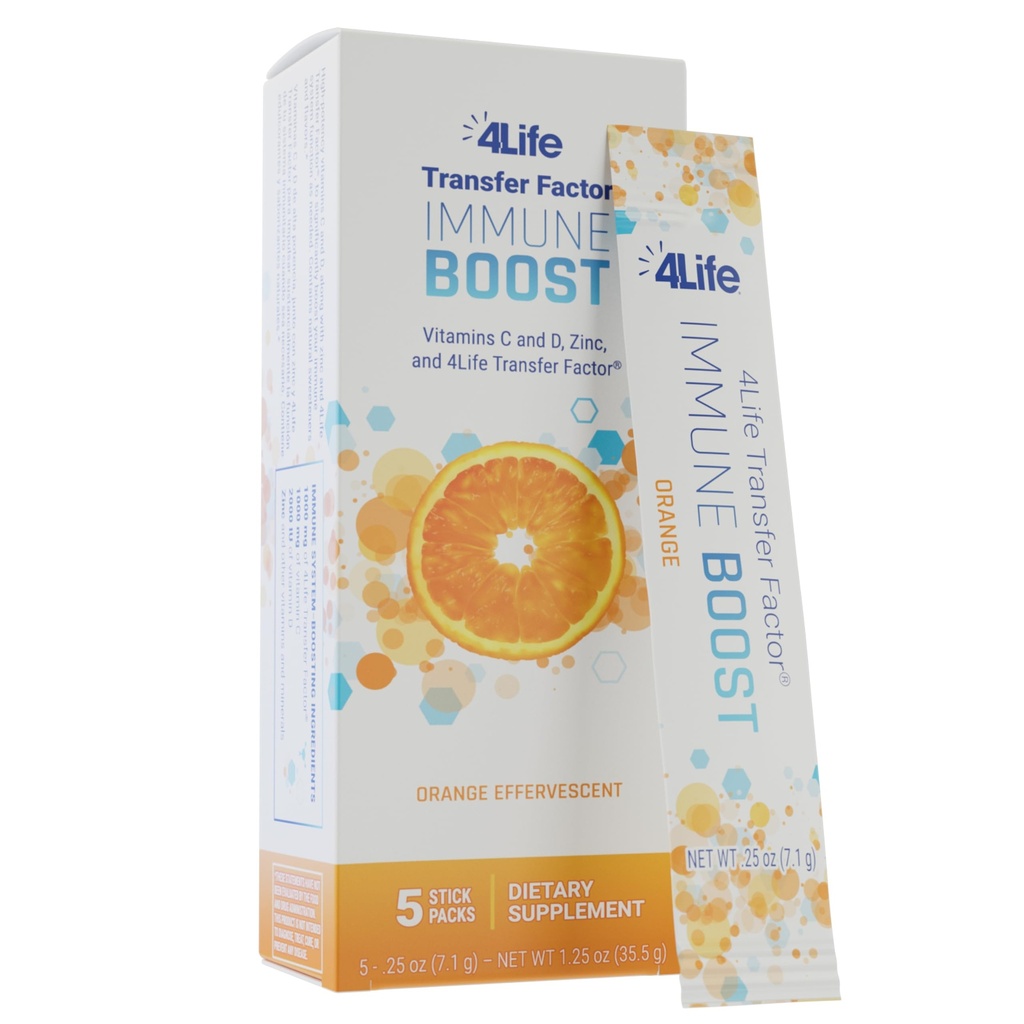 4Life Immune Boost - Wide Spectrum Immune Defense Transfer Factor, Zink und Vitamin C - 5 Pulver-Packs