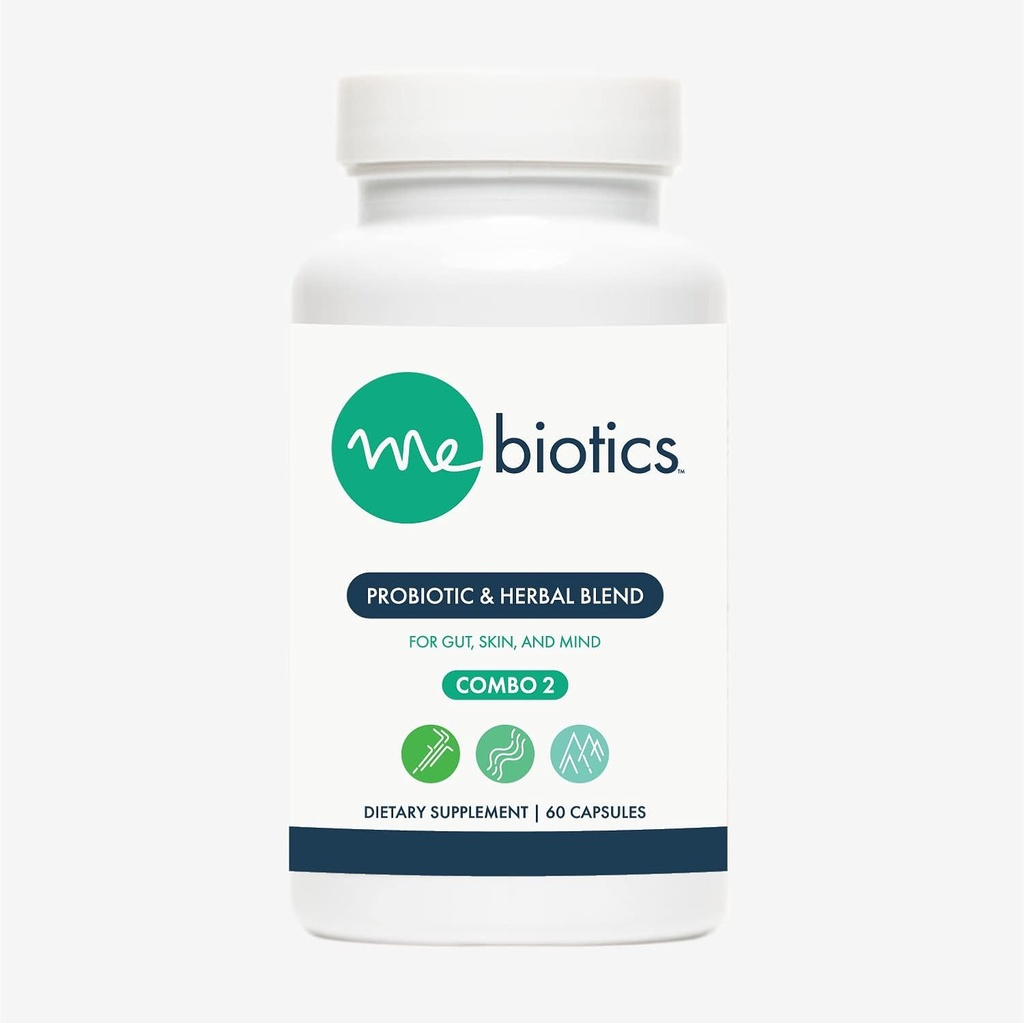 Microbiome Labs Mebiotics Probiotics & Herbal Supplement Combinazione 2 - Bacillus Subtilis + Balsamo di limone per la pelle + Salute Gut - Probiotici orali per sostenere il fegato, la mente e la pelle (60 capsule)