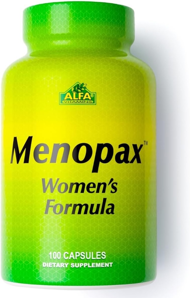 ALFA VITAMINS Menopax Women's Formula, Glutenfreies Vitamin für Menstrual Health und allgemeines Wellness, unterstützt Gelenke, Energie und Cycle Balance, Nahrungsergänzung für Frauen, 100 Kapseln