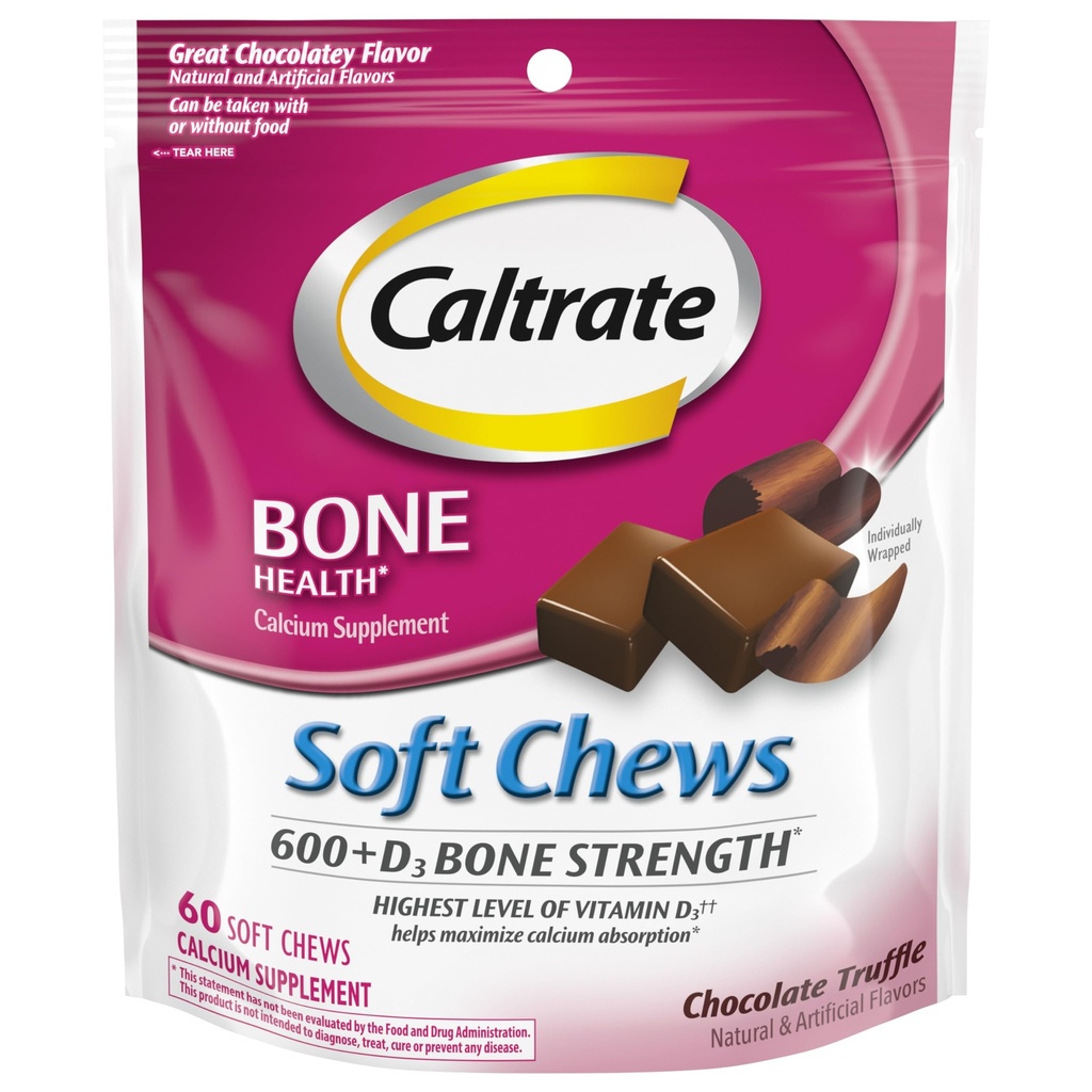 Supplément de vitamine D au calcium, truffe de chocolat - 60 Compte (paquetage mai Vary)
