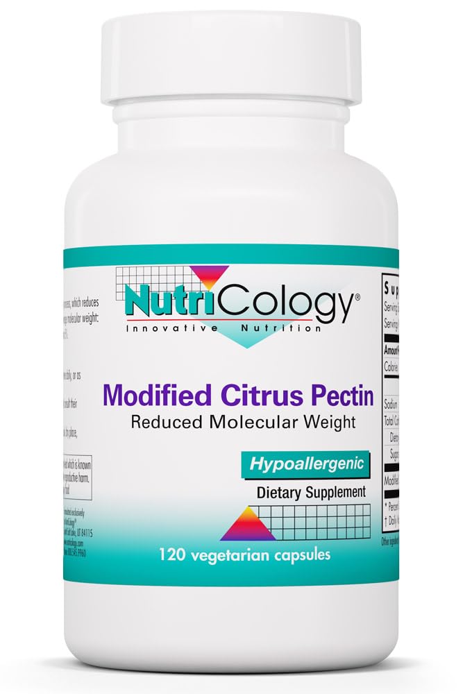Nutricology Modified Citrus Pectin Supplement for Gut Support - Modified Citrus Pectin Capsules for Men & Women, Allergiker, Glutenfrei, Reduzierte Muskelmasse - 120 Vegetarische Kapseln