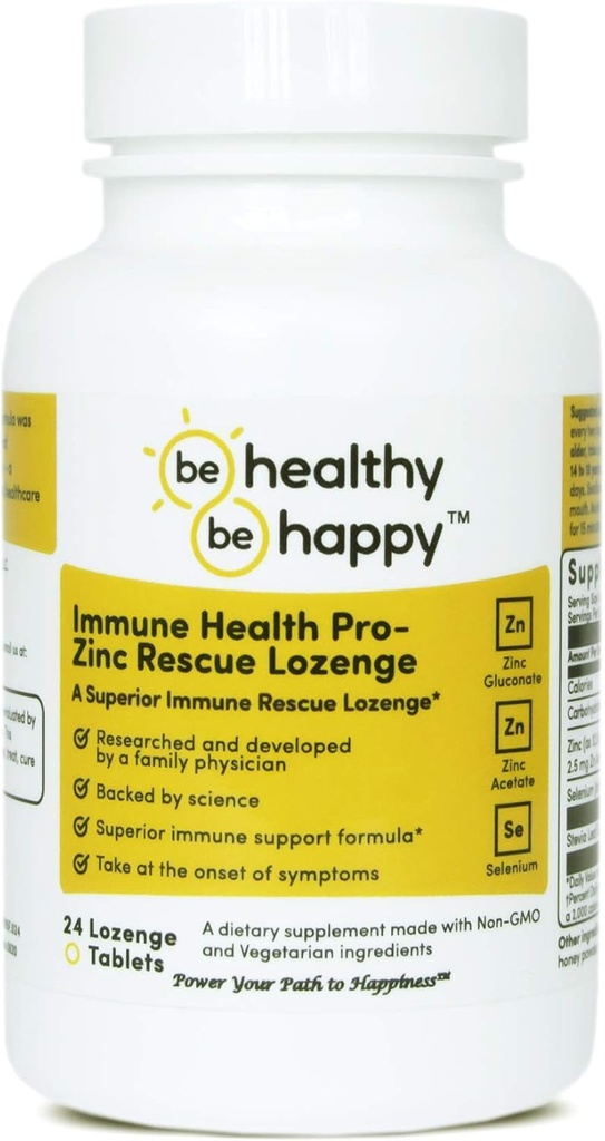 Sii sano! Sii felice! Immune Health Pro - Zinc Rescue Lozenge Common Cold Relief Formula & Immune System Support 24 Count.