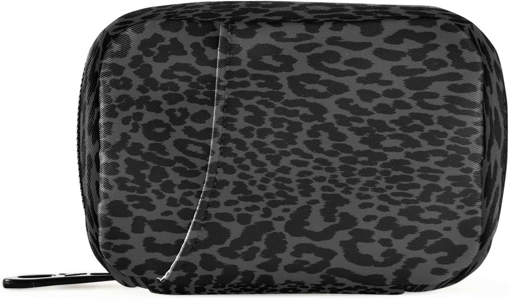 xigua Leopard Black Pill Box 7 giorni Travel Pill Cases Bag,Weekly Portable Pill Organizer Bag con cerniera per supplemento di vitamina Fish olio