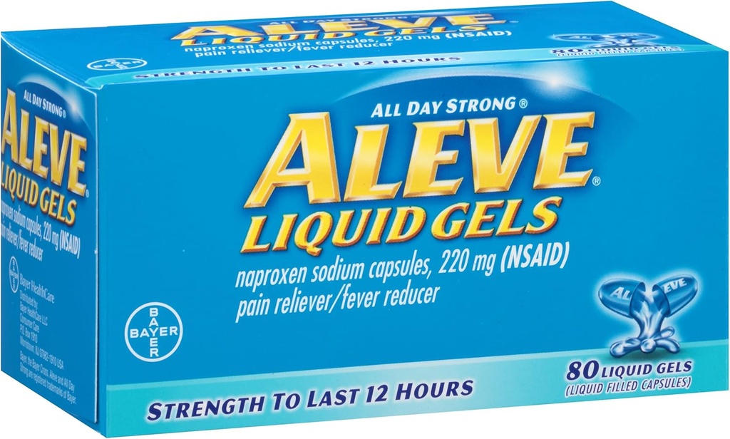 Aleve Liquid Gels mit Naproxen Sodium, 220mg (NSAID) Pain Reliever/Fever Reducer, 80 Count (Pack von 2)