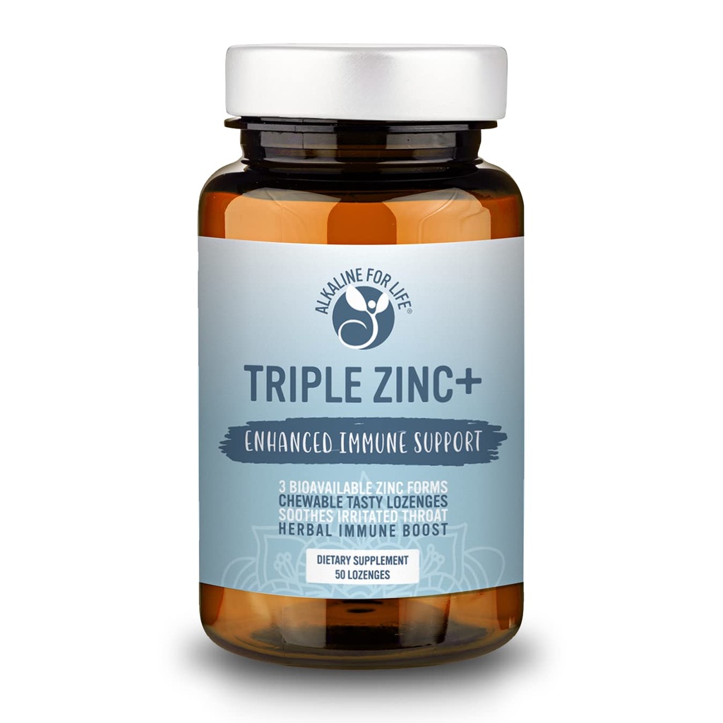 Triple Zinc Lozenges - 3 Formen von Bioverfügbarkeit Zink Glycinat, Zink Citrat, Zink Aspartat - Zink Immununterstützungsergänzung Echinacea, Slippery Elm, OPC, Vitamin C, Sucanat Honey