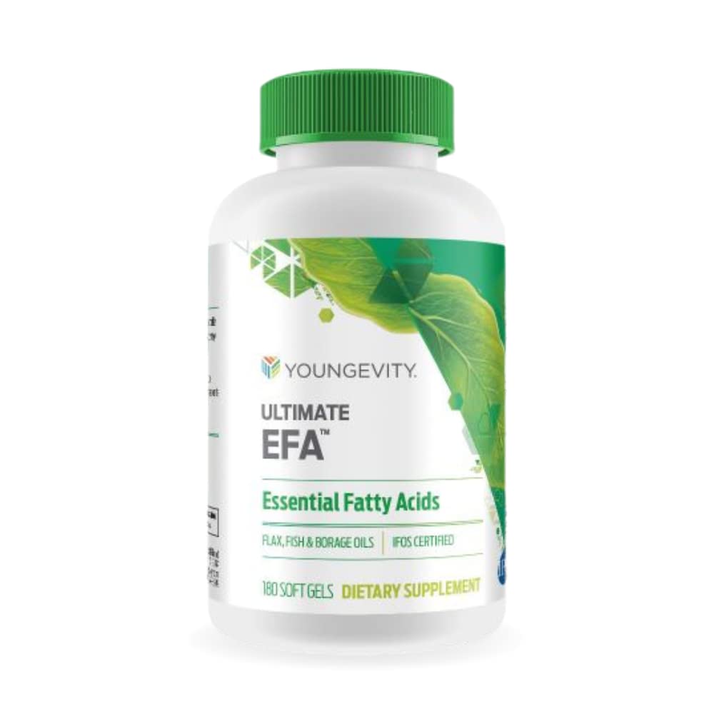 Youngevity Ultimate EFA - Organic Source of Essential Fatty Acids | Omega 3, 6, & 9 | Hergestellt aus Borage, Flax & Fish Oil | 180 Count (180 Count (Pack von 1))