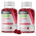 Viteey Vitamin B12 Gummi für Erwachsene & Teens 1000mcg, Sugar Free - Good for Energy, Metabolism, Natural Energy Support - Vegan, Gelatin Free, Glutenfrei, GMO Free - Kaubare Erdbeere Flavored