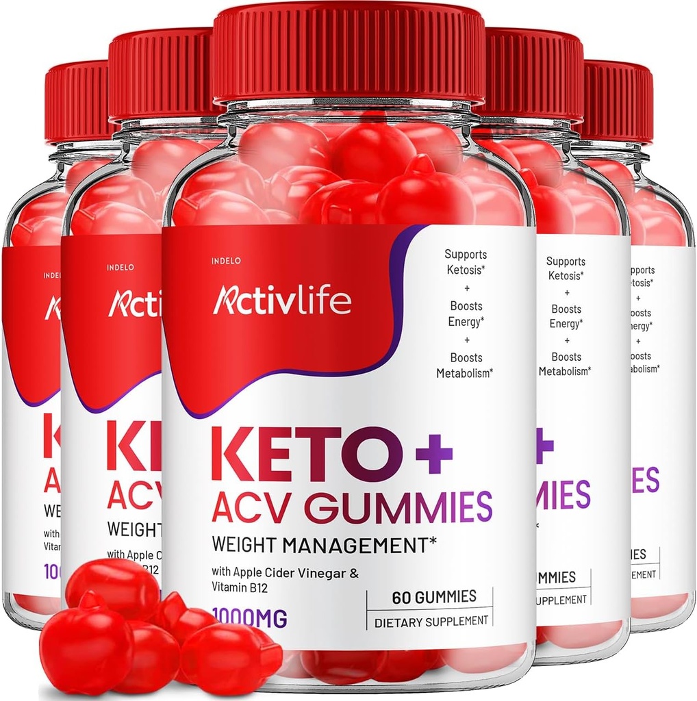 ActivLife Keto ACV Gummies - Active Life Keto Apple Cider Essiggummis, ActivLife Keto + ACV Weight Management Gummies ActiveLife Advanced 1000mg Formula (5 Pack - 300 Gummies)