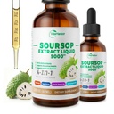 4-in-1 Soursop Bitters Liquid, Olio di Soursop con Sea Moss & Black Seed Oil & Ashwagandha, per Immune & Digestive & Cell Support, Zucchero-Free | Non-GMO | Vegan (2 Fl oz)