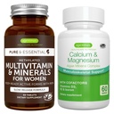 Multivitamines et minéraux pour les femmes + Complexe de calcium et de magnésium Mélange végétalien, libération prolongée Multivitamine avancée + 2:1 Complexe minéral d'algues à base végétale, par Igennus