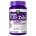 ZzzQuil Pure Zzzs Muscolo Rilassamento Melatonina Sleep Aid Gummies, Supporta la funzione del muscolo, Aiuta a cadere Asleep Naturalmente, Veloce, Melatonina + Magnesio, No Next-Day Grogginess, Droga-Free, 60ct
