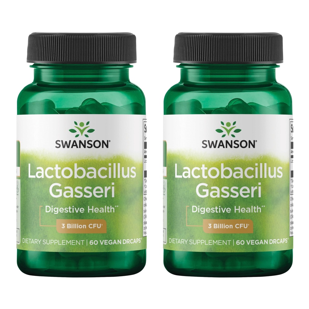 Swanson Lactobacillus Gasseri - Probiotische Ergänzung Unterstützung Verdauungsgesundheit mit 3 Billion CFU - Design-Release Satiety & Fat Metabolism Support - (60 Veggie Kapseln) 2 Flaschen