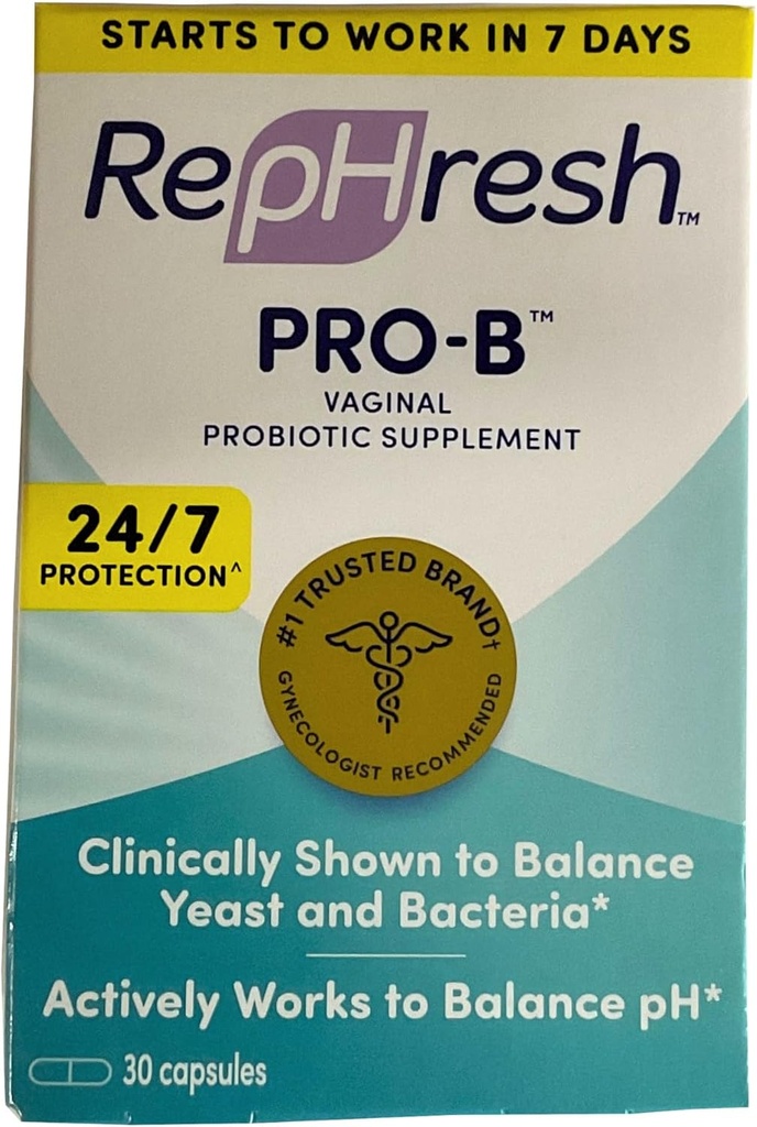 RepHresh Pro-B supplément probiotique vaginal, équilibres levure et bactéries, soutient l'équilibre du pH, 30 capsules