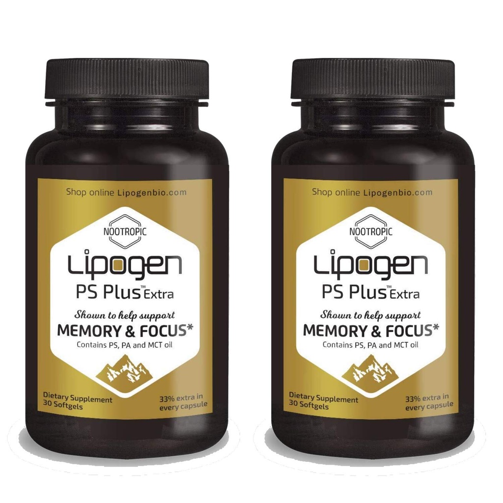 Supplemento di Booster extra del cervello PS Plus – 133mg Phosphatidylserine per la memoria, Focus & Supporto cognitivo – Formula di salute del cervello Premium – Alimentazione di un mese (Pack of 2-60 Softgels)