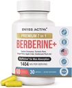 Swiss Activa+ Labs Organic 7-in-1 Berberina Supplemento | 600mg HCl + Ceylon Cinnamon, Turco, Ginger, ACV, Goldenseal, BioPerine | Metabolic, Heart & Digestive Support | Vegan, Non OGM 30 giorni di alimentazione