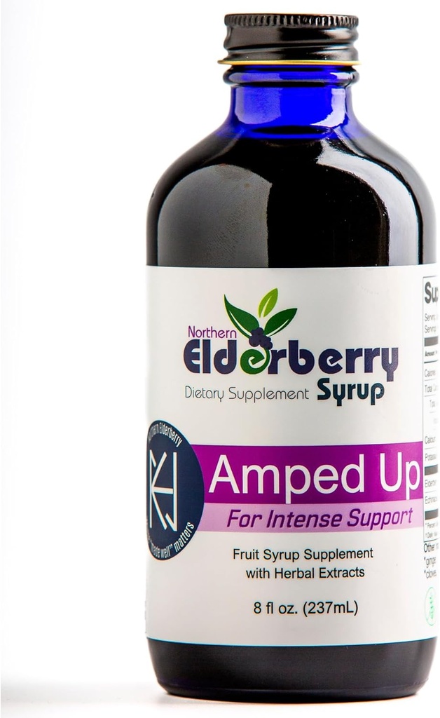 Syrup amplidé aux mûres, Sambucus noir, supplément alimentaire à base de plantes, 7 herbes biologiques: Echinacea, Rosehips, Honey, Immune Wellness Booster Support, USA Made, sans gluten