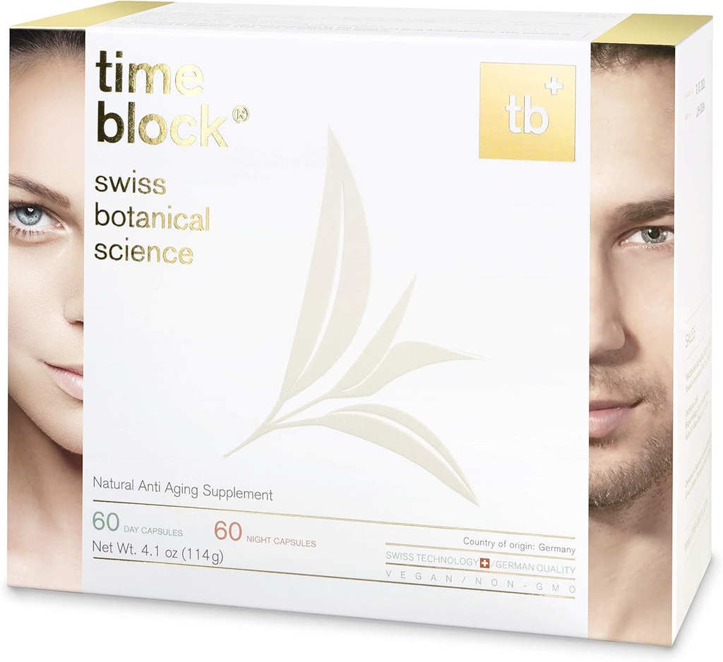 timeblock® Vital Anti Aging Nutrition by Swiss Botanical Science Supporta il DNA e la riparazione delle cellule allungando Telomeres per uomini e donne Daily Energy Booster 100% Vegan e non OGM (60 giorni)