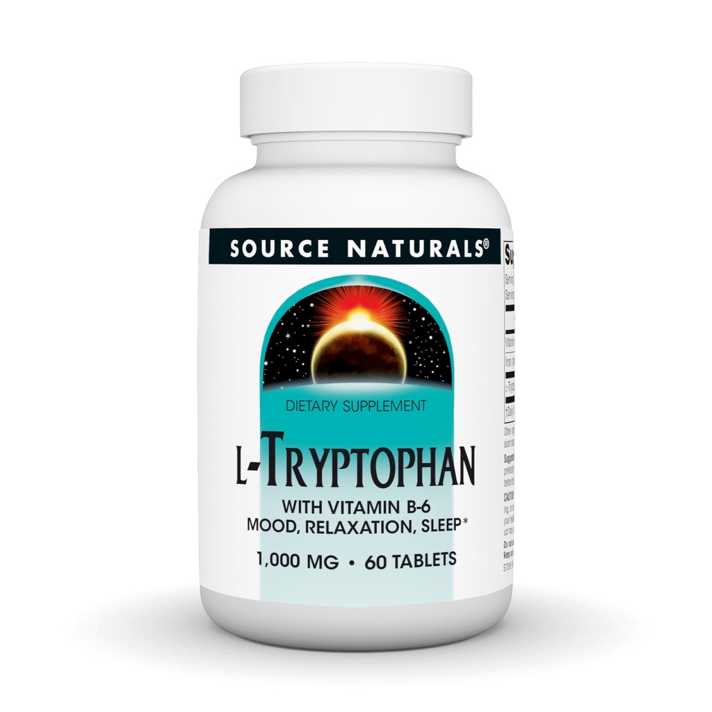 Quelle Naturals L-Tryptophan mit Vitamin B-6 - Unterstützung Stimmung, Entspannung und Schlaf - 1000mg - 60 Tabletten