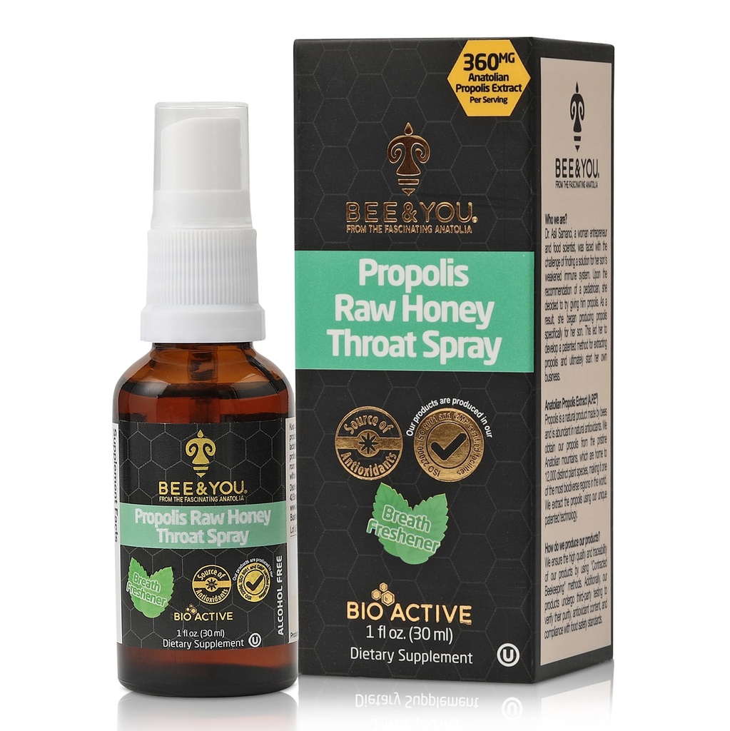 BEE und Sie, 100% reine Propolis Extrakt, Immununterstützung, Sore Throat Relief, Antioxidantien, Natürlich, Keto, Paleo, Gluten-Free | 1 FL Oz